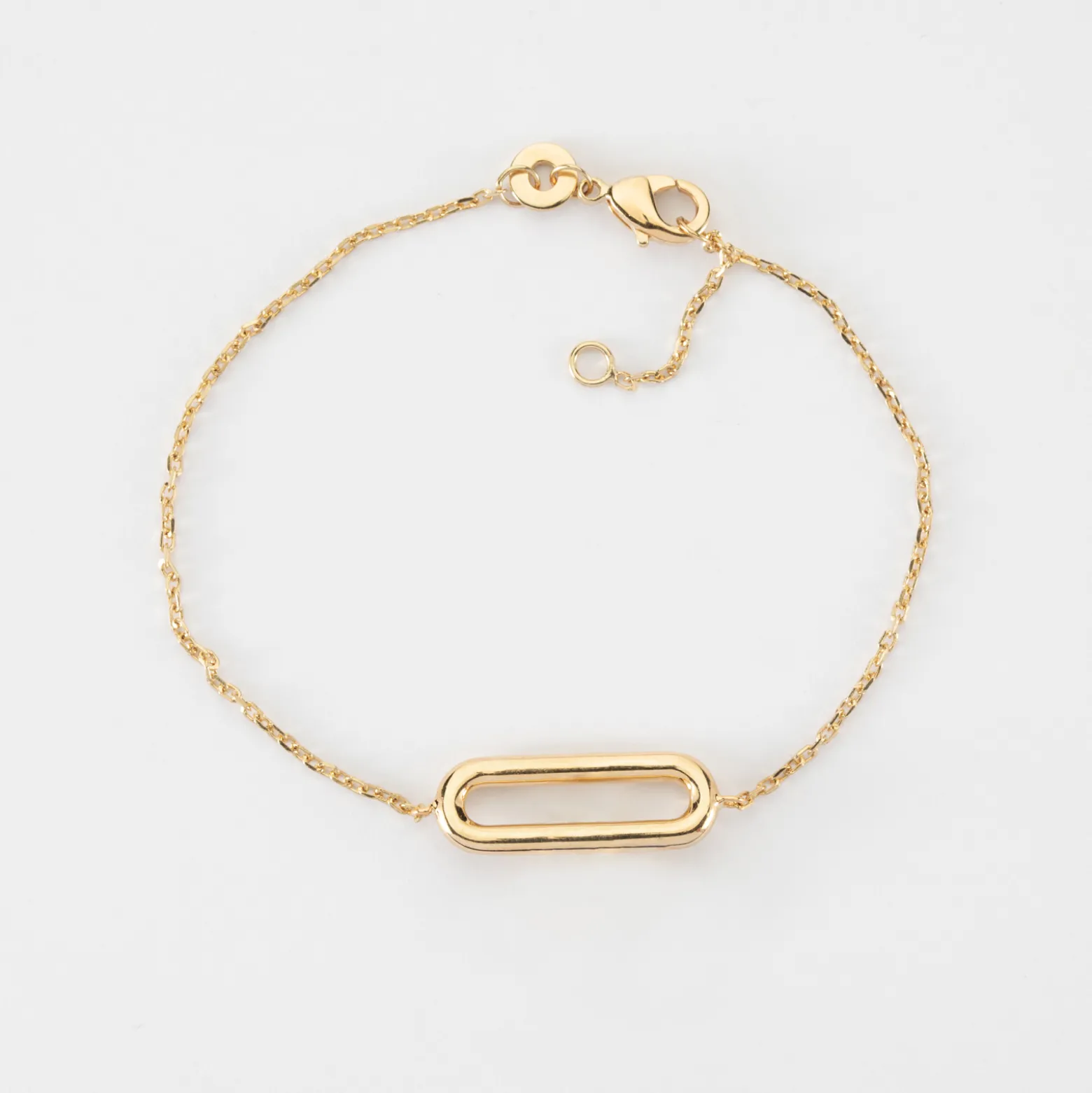 Bracelet chaîne ovale ouvert plaqué or