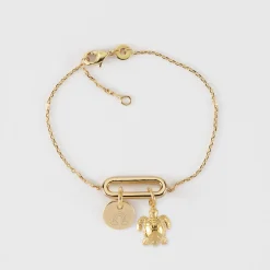 Bracelet chaîne ovale ouvert personnalisé médaille gravée plaqué or 10 mm et breloque(s) summer - à composer