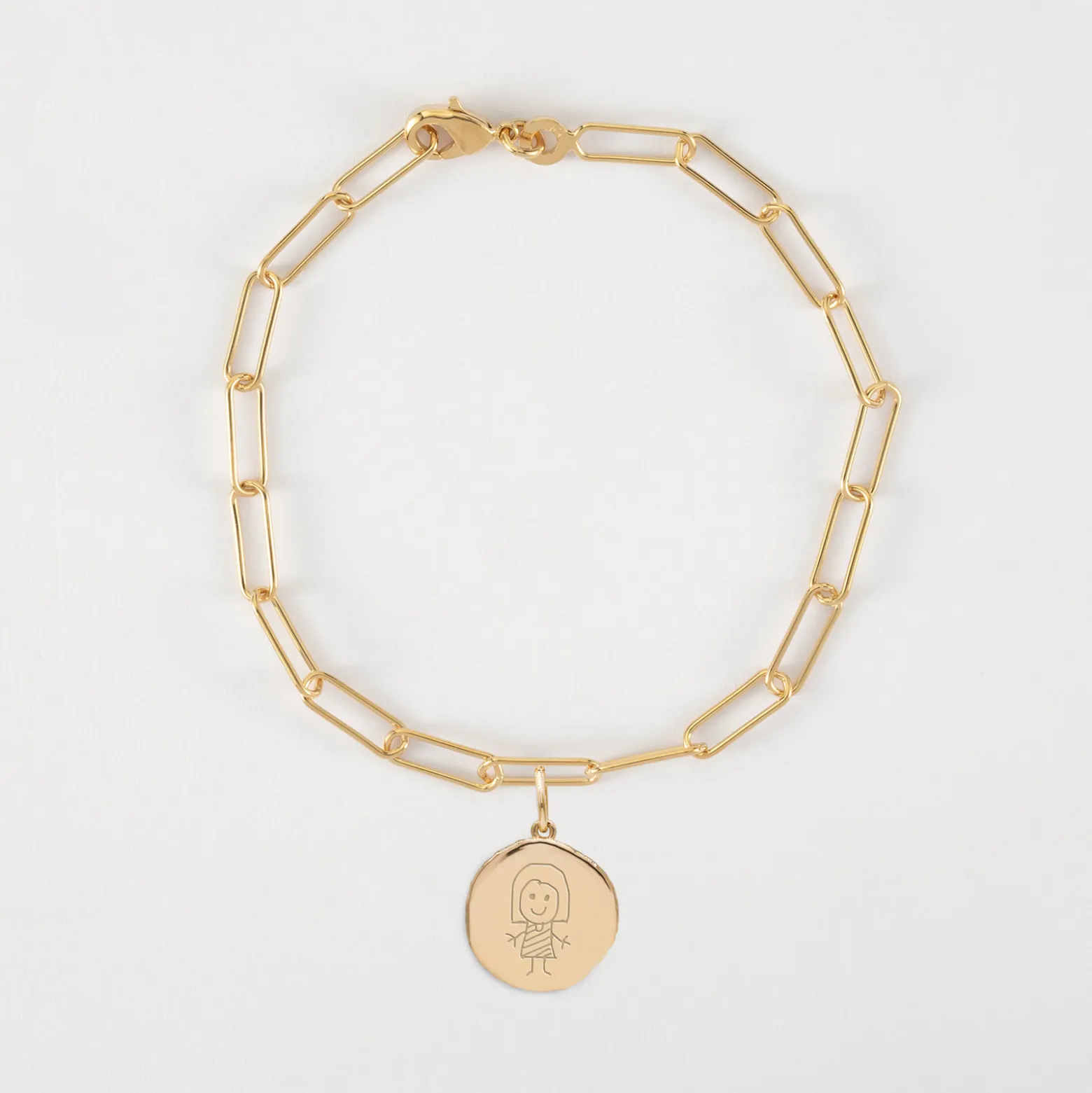 Bracelet chaîne personnalisé petites mailles médaille gravée plaqué or rose des vents texturée 14 mm