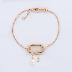 Bracelet chaîne personnalisé collection Chapitre mousqueton 11x19 mm plaqué or - à composer