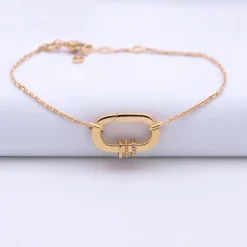 Bracelet chaîne personnalisé collection Chapitre mousqueton 11x19 mm plaqué or - à composer