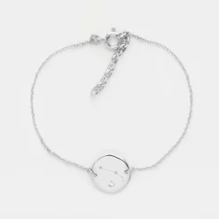 Bracelet chaîne personnalisé médaille scintillante gravée argent initiale 13 mm