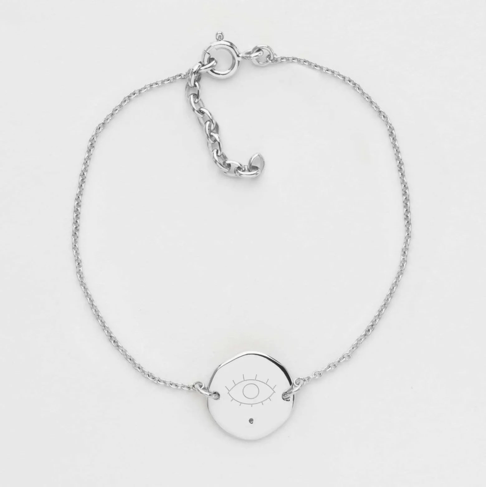 Bracelet chaîne personnalisé médaille scintillante gravée argent initiale 13 mm