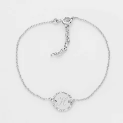 Bracelet chaîne personnalisé médaille contour scintillant gravée argent initiale 11 mm