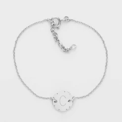 Bracelet chaîne personnalisé médaille contour scintillant gravée argent initiale 11 mm