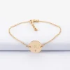 Bracelet chaîne personnalisé médaille scintillante gravée plaqué or initiale 13 mm