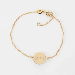 Bracelet chaîne personnalisé médaille gravée plaqué or initiale email noir soleil 12 mm