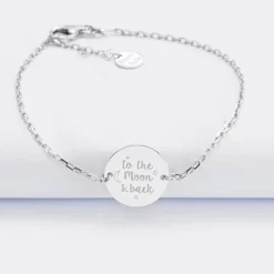 Bracelet chaîne personnalisé médaille gravée argent 2 trous 15 mm - Nos petits imparfaits