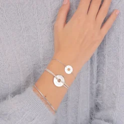 Bracelet chaîne personnalisé médaille gravée argent cible 2 trous 18 mm