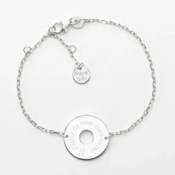 Bracelet chaîne personnalisé médaille gravée argent cible 2 trous 18 mm