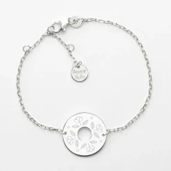 Bracelet chaîne personnalisé médaille gravée argent cible 2 trous 18 mm