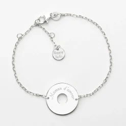 Bracelet chaîne personnalisé médaille gravée argent cible 2 trous 18 mm