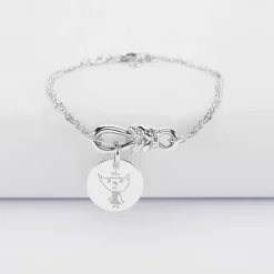 Bracelet chaîne personnalisé "Le lien" et médaille gravée argent 15 mm - HappyBulle x Lilylovesfashion