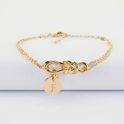 Bracelet chaîne personnalisé "Le lien" et médaille gravée plaqué or 10 mm - HappyBulle x Lilylovesfashion