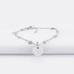 Bracelet chaîne scintillant personnalisé médaille gravée argent 10 mm
