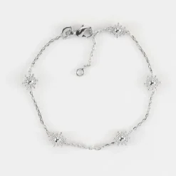 Bracelet chaîne étoile brillante argent