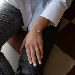 Bracelet chaîne étoile brillante personnalisé médaille gravée argent 15 mm