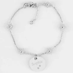 Bracelet chaîne étoile brillante personnalisé médaille gravée argent 15 mm