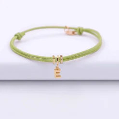 Bracelet cordon double personnalisé collection Chapitre plaqué or - à composer