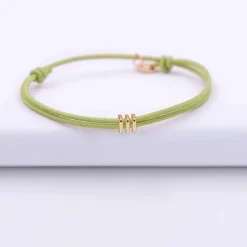 Bracelet cordon double personnalisé collection Chapitre plaqué or - à composer