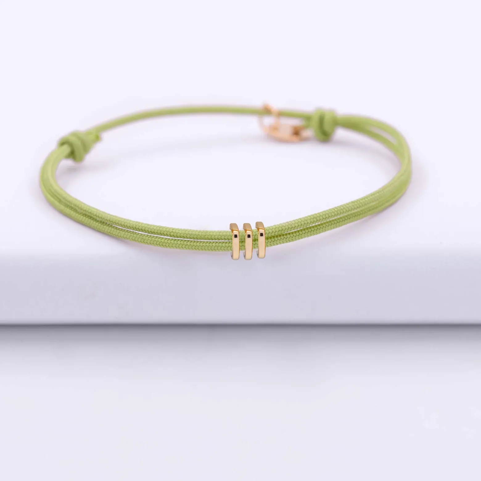Bracelet cordon double personnalisé collection Chapitre plaqué or - à composer