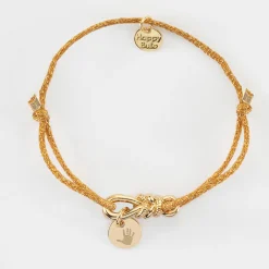 Bracelet cordon pailleté personnalisé "Le lien" et médaille gravée plaqué or 10 mm - HappyBulle x Lilylovesfashion