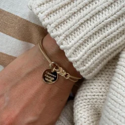 Bracelet cordon personnalisé "Le lien" et médaille gravée plaqué or 15 mm - HappyBulle x Lilylovesfashion