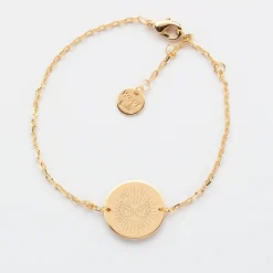 Bracelet Cérémonie enfant chaîne personnalisé médaille gravée plaqué or 2 trous 15 mm