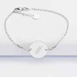 Bracelet Cérémonie enfant chaîne personnalisé médaille gravée argent 2 trous 15 mm