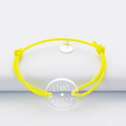 Bracelet d'identification enfant médaille gravée acrylique 2 trous 17 mm
