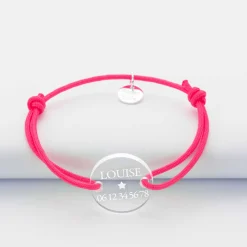 Bracelet d'identification enfant médaille gravée acrylique 2 trous 17 mm