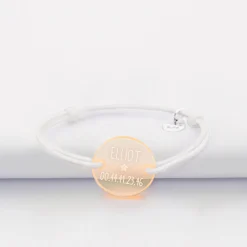 Bracelet d'identification enfant médaille gravée acrylique fluo orange 2 trous 17 mm