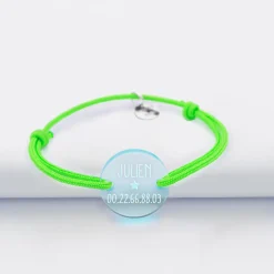 Bracelet d'identification enfant médaille gravée acrylique fluo bleu 2 trous 17 mm