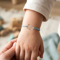 Bracelet d'identification enfant médaille gravée acrylique nuage 2 trous 20x14 mm