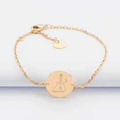 Bracelet enfant chaîne personnalisé médaille gravée plaqué or 2 trous 15 mm - Nos petits imparfaits
