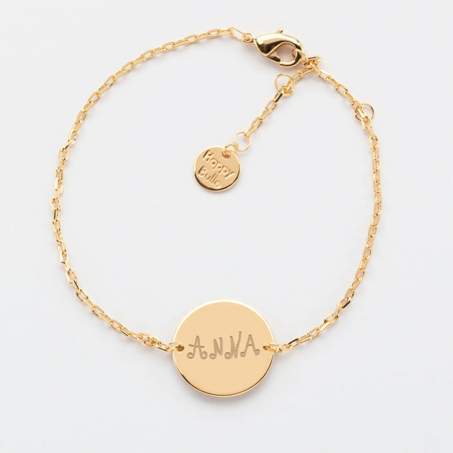 Bracelet enfant chaîne personnalisé médaille gravée plaqué or 2 trous 15 mm - Nos petits imparfaits
