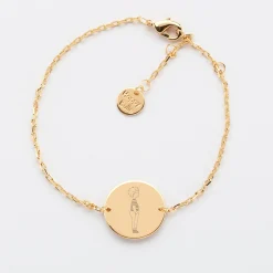 Bracelet enfant chaîne personnalisé illustration médaille gravée plaqué or 2 trous 15 mm - HappyBulle x Marie Savart