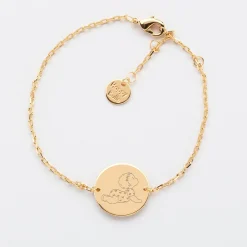 Bracelet enfant chaîne personnalisé illustration médaille gravée plaqué or 2 trous 15 mm - HappyBulle x Marie Savart