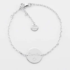 Bracelet enfant chaîne personnalisé médaille gravée argent 2 trous 15 mm