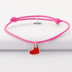 Bracelet enfant coeur email argent 10 mm