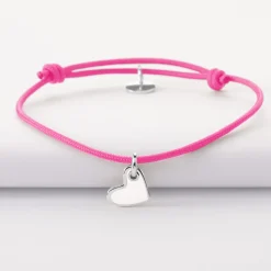 Bracelet enfant coeur email argent 10 mm