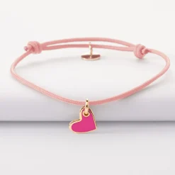 Bracelet enfant coeur email plaqué or 10 mm