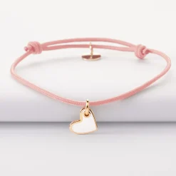 Bracelet enfant coeur email plaqué or 10 mm