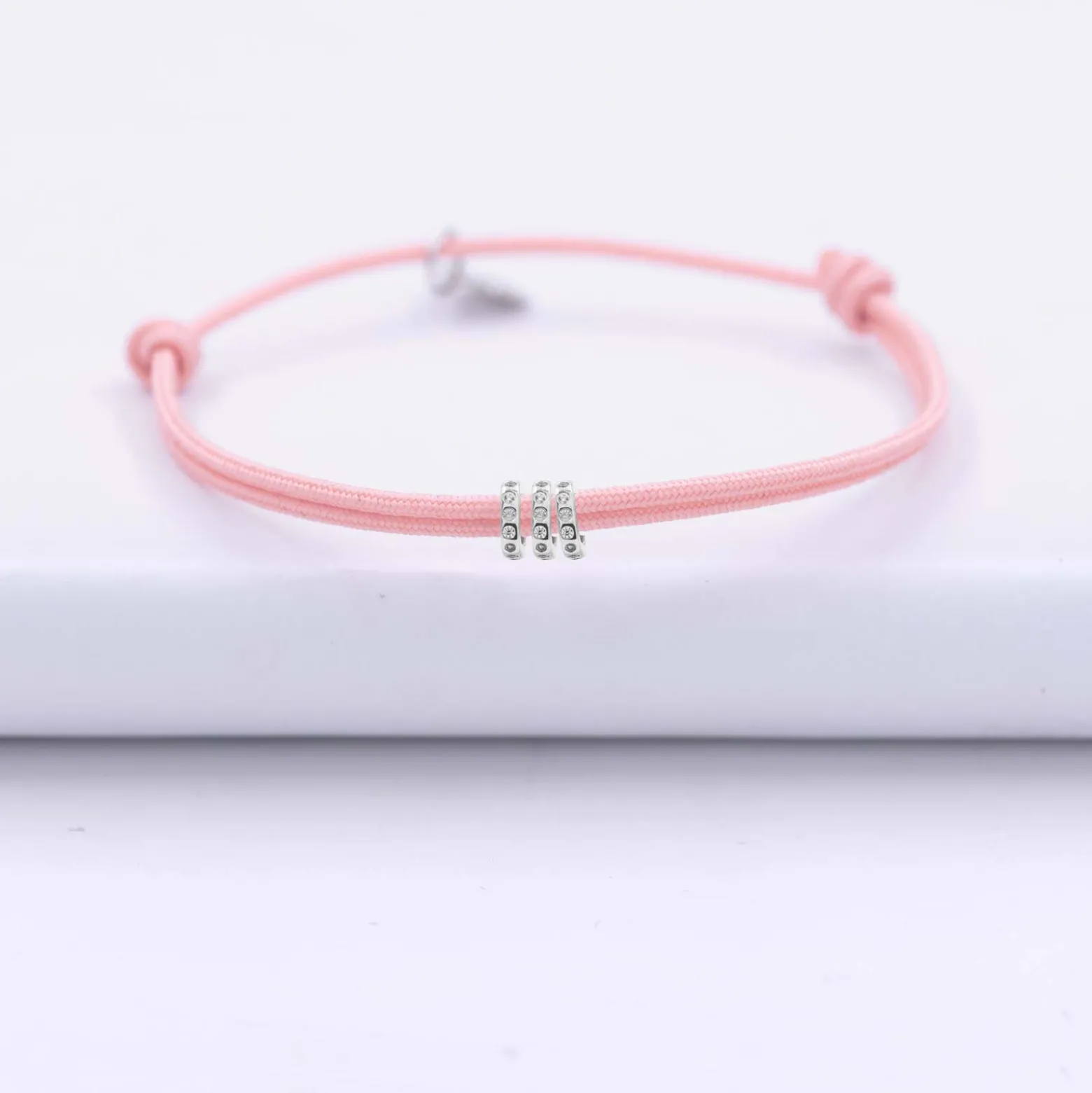 Bracelet enfant cordon double personnalisé collection Chapitre argent - à composer