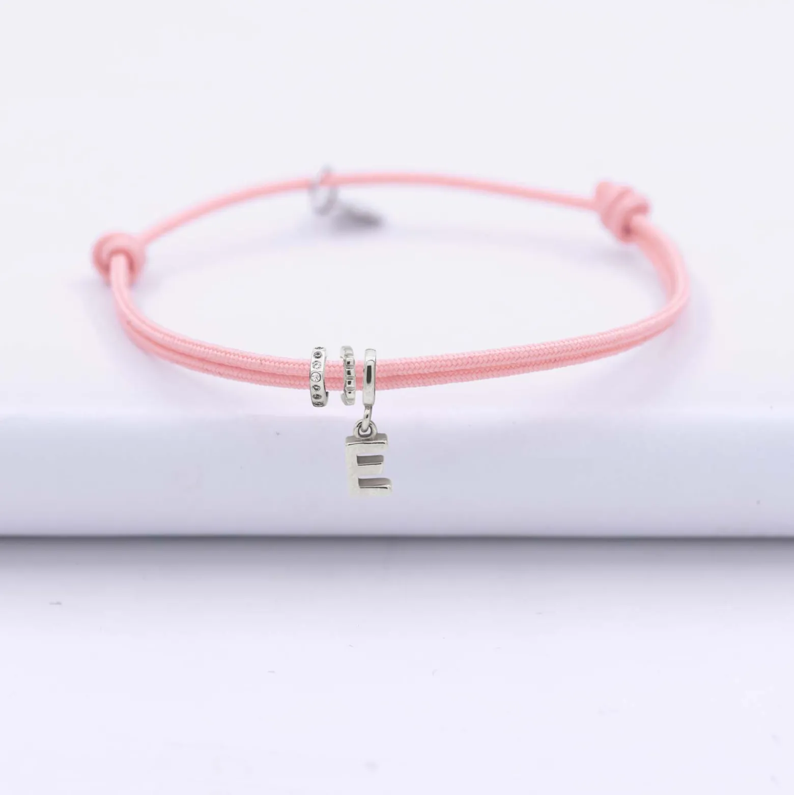 Bracelet enfant cordon double personnalisé collection Chapitre argent - à composer