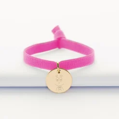 Bracelet enfant cordon élastique personnalisé médaille plaqué or 15 mm - Happybulle x Barbapapa