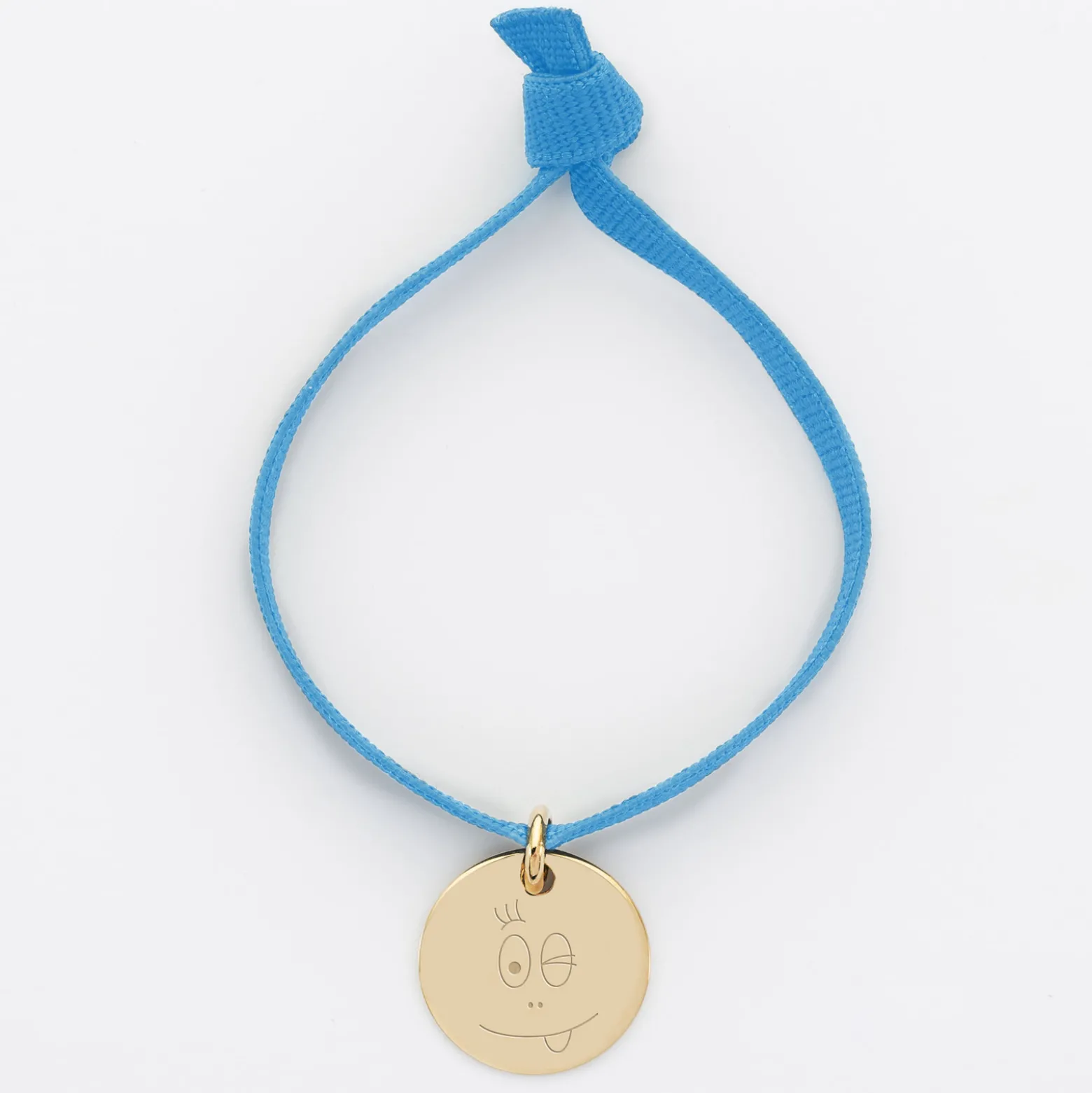Bracelet enfant cordon élastique personnalisé médaille plaqué or 15 mm - Happybulle x Barbapapa