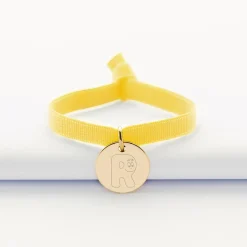 Bracelet enfant cordon élastique personnalisé médaille plaqué or 15 mm - Happybulle x Barbapapa