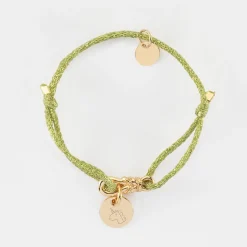 Bracelet enfant cordon pailleté personnalisé "Le lien" et médaille gravée plaqué or 10 mm - HappyBulle x Lilylovesfashion