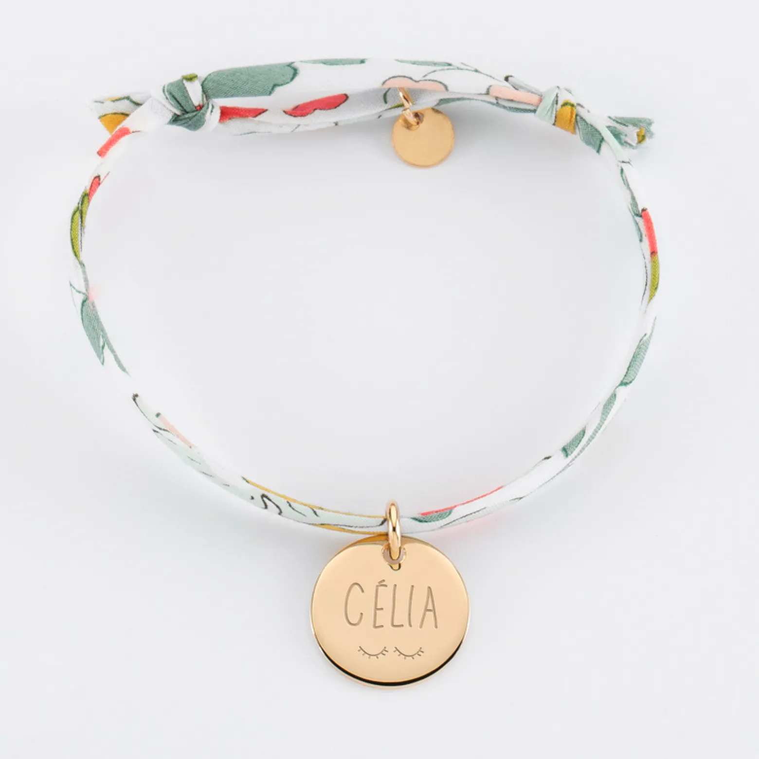 Bracelet enfant Liberty personnalisé médaille gravée plaqué or 15 mm - Nos petits imparfaits